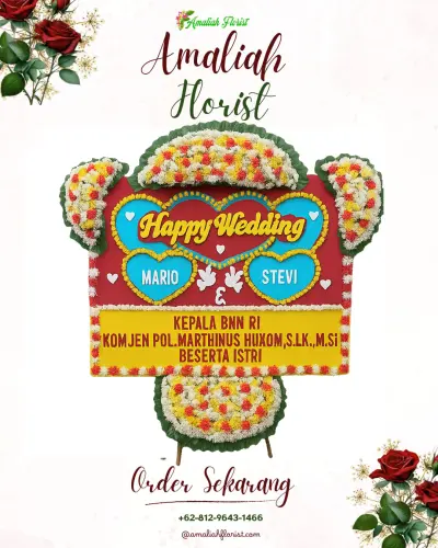 Karangan Papan Bunga Pernikahan di Bugel